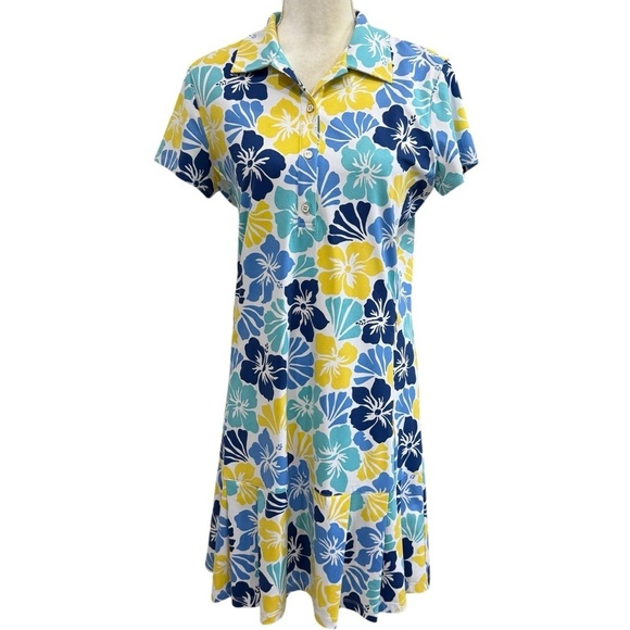 J. McLaughlin Dorte Short Sleeve Pleated Tennis Dress Blue Floral Print NWT - Picture 14 of 14